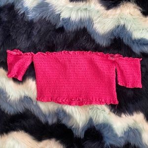 Hot Pink Off the Shoulder Crop Top